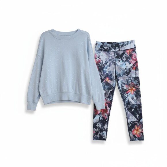 Gray Sweatshirt and Evolution & Creation Floral Leggings Set - Picture 3 of 15